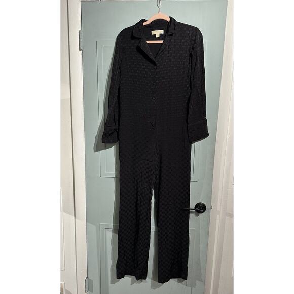 MICHAEL MICHAEL KORS Logo Jacquard Jumpsuit Size XS Long Sleeve Button Down - Picture 3 of 8